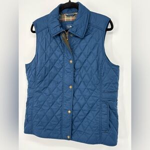 L.L. BEAN Vest Teal Diamond Quilted Adjustable Women’s Large